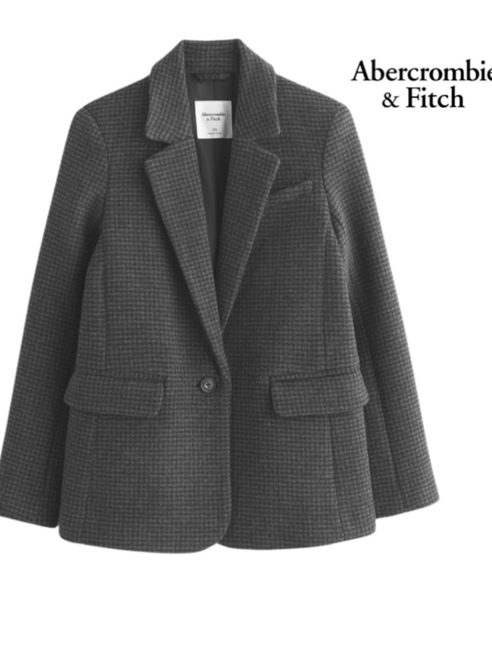 Abercrombie & Fitch Women's Wool Blend Houndstooth Blazer
- Gray/Black - Size S